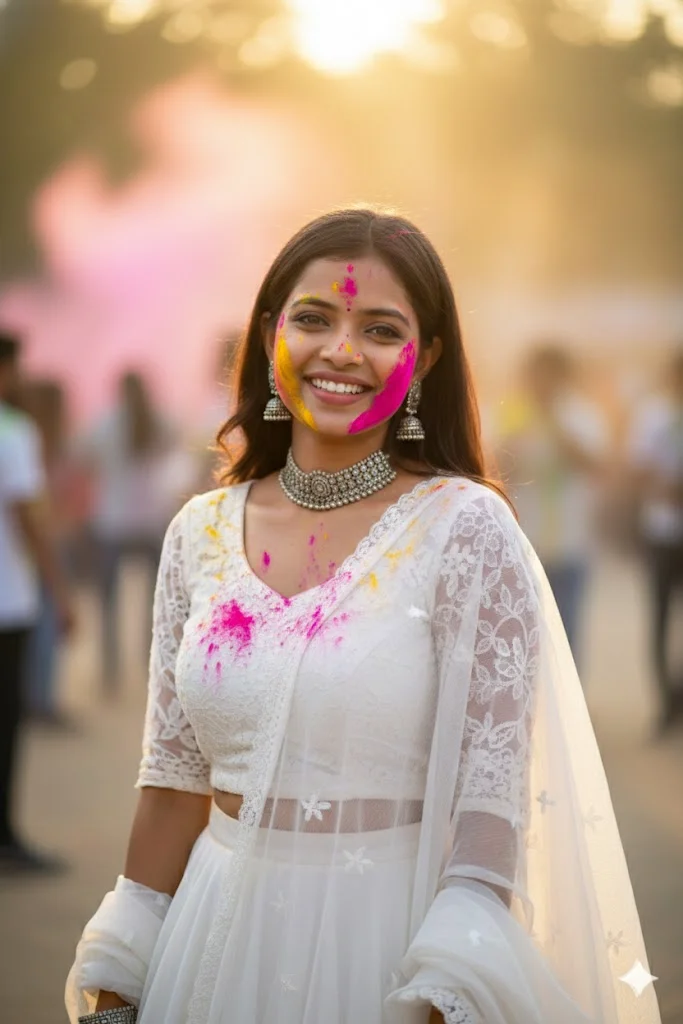 Holi AI Photo Prompt for Girl