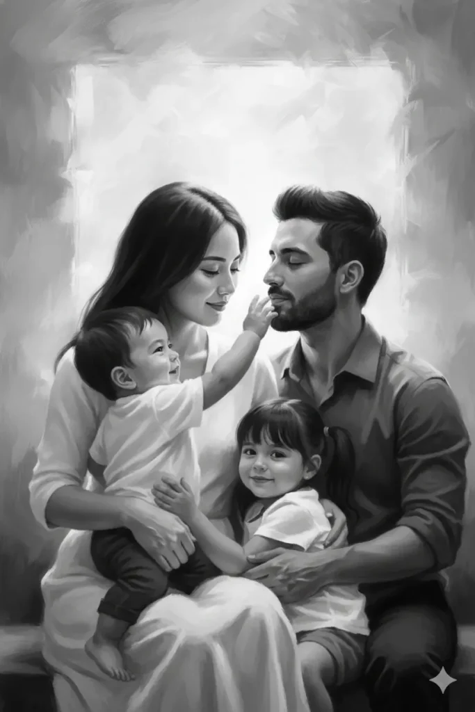 a dramatic black and white studio prompt