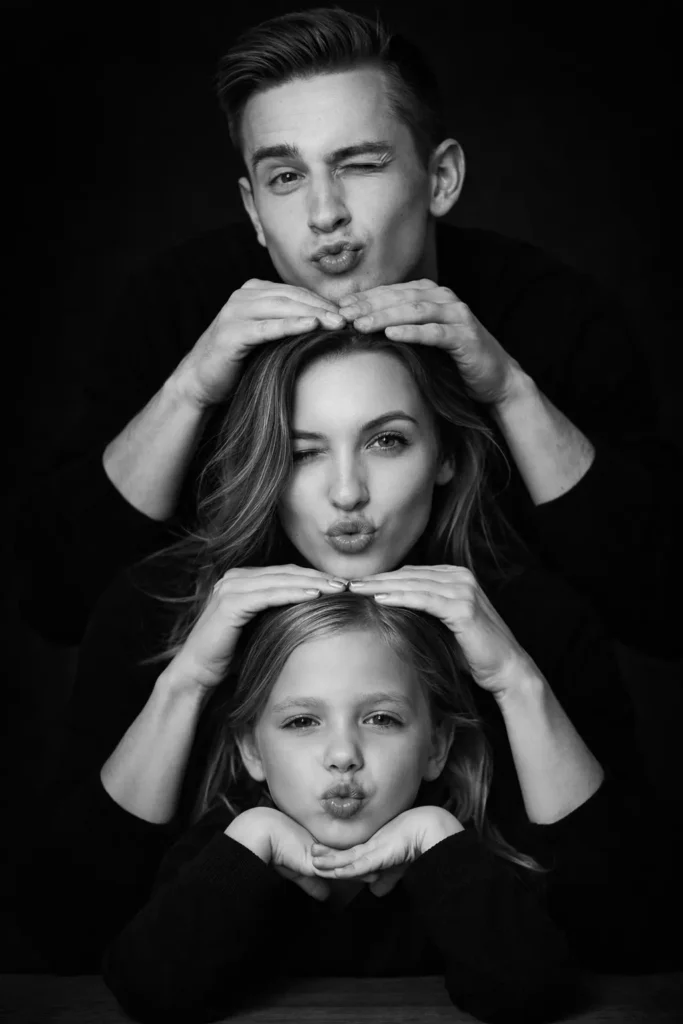 black and white family photo prompt