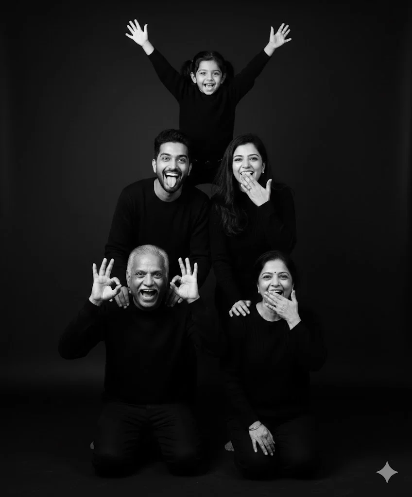 gemini prompt for family picture of 5 funny