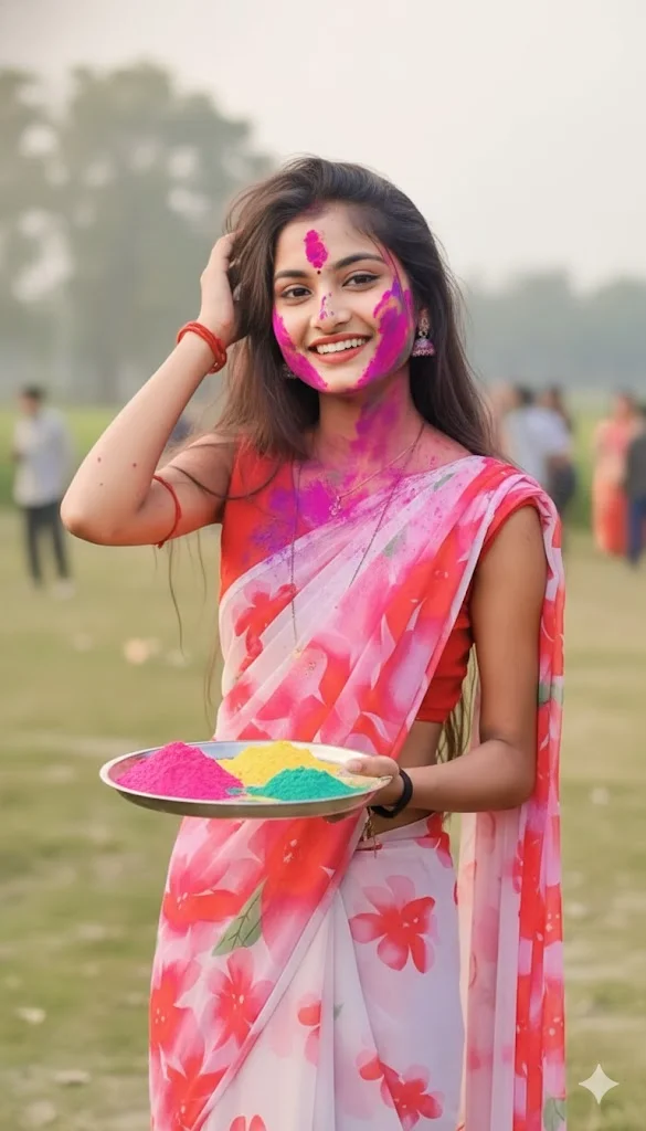 prompt for holi girl photo