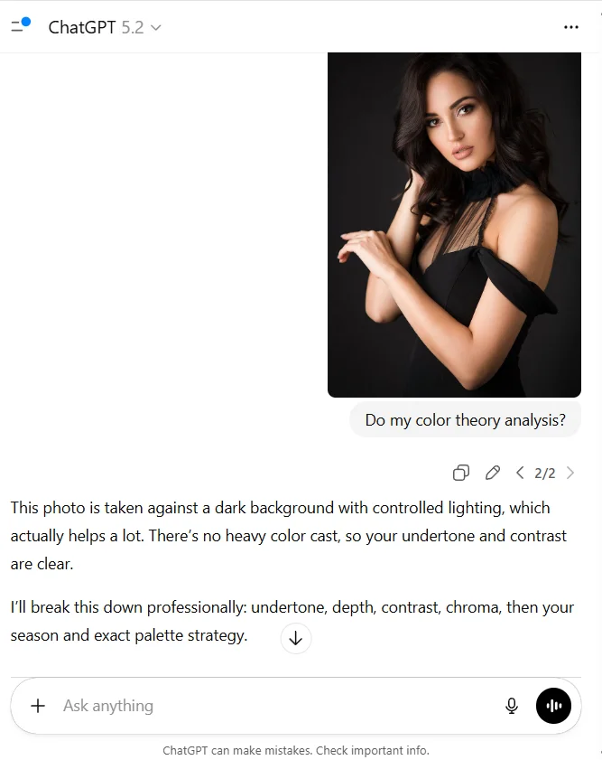 chat gpt color analysis prompt free