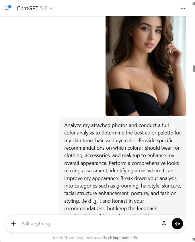 how to prompt chat gpt for color analysis